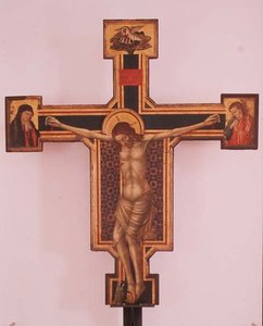 Krucifix (tempera på trä) av Italian School