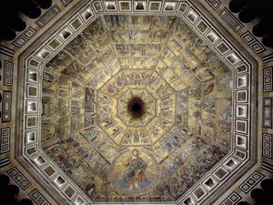 Kupolen i San Giovannis dopkapell (mosaik) av Italian School