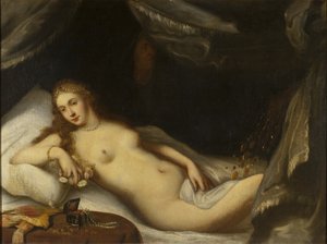 Danaë och guldduschen av Italian School