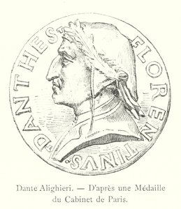 Dante Alighieri, efter en medalj av Paris kabinett (gravyr) av Italian School