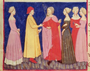 Dante och Beatrice i paradiset, från Den gudomliga komedin av Dante Alighieri (1265-1321) av Italian School