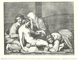 Avsättning av korset känd som La Pieta di Luco, av Del Sarte, målad för Camaldolese av Lucco, Florens samlingar (gravyr) av Italian School