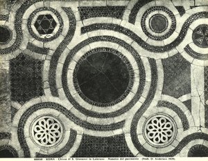 Detalj av golvet i basilikan San Giovanni i Laterano, Rom (mosaik) av Italian School