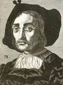 Donato Bramante, italiensk renässansarkitekt (gravyr) av Italian School