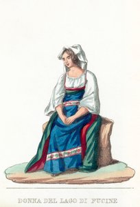 Donna Del Lago Di Fucine (färgad gravyr) av Italian School
