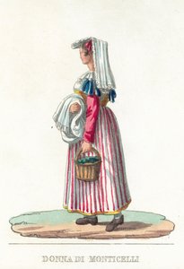 Donna Di Monticelli (färgad gravyr) av Italian School