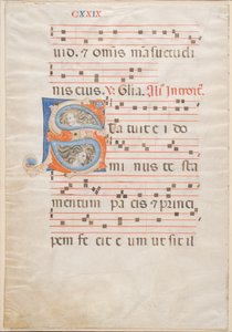 Double Leaf from a Gradual, c.1325 (bläck, tempera & bladguld på veläng) av Italian School