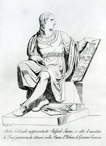 Teckning av en staty av Giovanni Ceccarini av Raffaello Sanzio da Urbino av Italian School