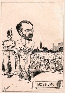 Fall Dreyfus - Emile Zola - Ecce Homo - Un nouveau christ efter 1897 år - Ritning publicerad i den italienska tidningen "Il Fischietto"" 1898 (återgiven i Le Rire av Italian School