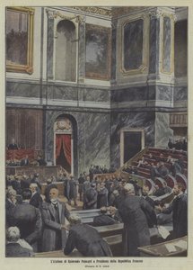 Valet av Raymond Poincare till Frankrikes president (färglitografi) av Italian School