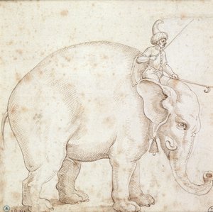 Elefanten Hanno och hans Mahout av Italian School