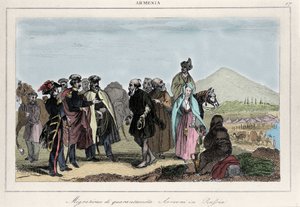 Emigration av armenier till Ryssland. 1800-talsgravyr av Italian School