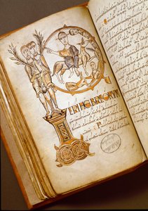 Ingång i Jerusalem Manuskript från Bolognaskolan. (MS.123-Foglio 54 v) 1000-talets Rom, Biblioteca Angelica av Italian School