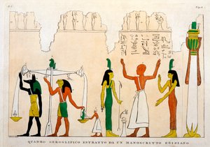 Utdrag ur ett egyptiskt hieroglyfiskt manuskript, graverat av Dominique Vivant, Baron de Denon (1747-1825)