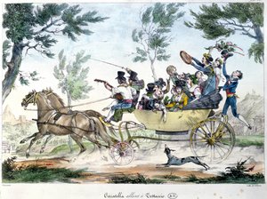 Expedition till Testaccio, nära Rom, i en caratella, ca 1830 av Italian School