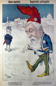 Fallière går i Loubets fotspår ur "La Rana", ca 1910 (tryck) av Italian School