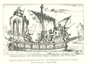 Högtider för storhertig Cosimo II:s bröllop, Den magnifika karusellen tillverkad i Florens, Nicolas Bocquet, Rom 1690 (gravyr) av Italian School