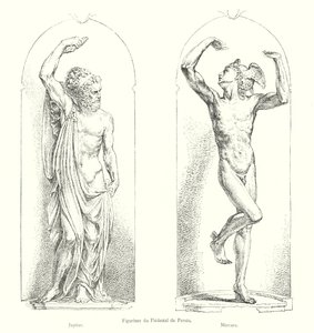 Persiska piedestalfigurer, Jupiter, Mercure (gravyr) av Italian School