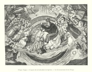 Filippo Lippi, Kupolen i katedralen i Spoleto, Jungfruns kröning (gravyr) av Italian School
