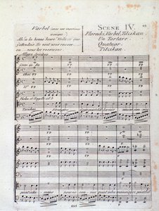 Första sidan av Noter från Lodoiska (scen 4), opera av Luigi Cherubini av Italian School