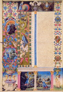 Fol.5v Genesis. Skapandet av universum, från Borso d
