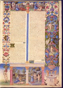 Fol.6r Genesis. Skapelsen av Adam och Eva, från Borso d