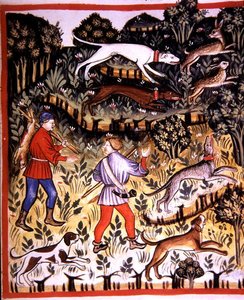 Fol.72r Hunting Hare, illustration från 
