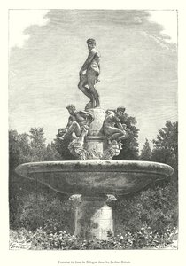 Jean de Bolognas fontän i Boboli-trädgården (gravyr) av Italian School