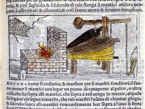 Forge - i "Pirotechnia"" av Biringuccio av Italian School