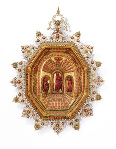 Ram som föreställer Jungfru Maria, Trapani, tidigt 1600-tal (förgylld koppar, emalj och korall) av Italian School