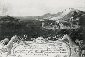 Francesco Morosini (1618-94) i en incident utanför Cypern, 1654 av Italian School