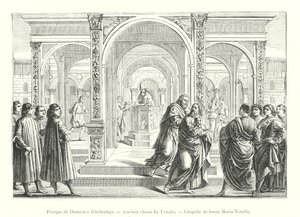 Fresk av Domenico Ghirlandajo, Jagar Joachim från templet, kapellet Santa Maria Novella (gravyr) av Italian School