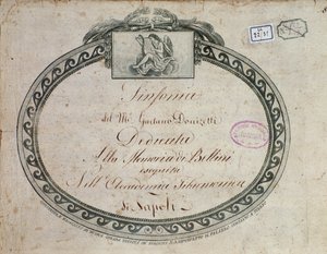 Frontispices detalj av "Symfoni i Ess-dur: tillägnad minnet av Bellini" av Gaetano Donizetti (1797-1848). av Italian School