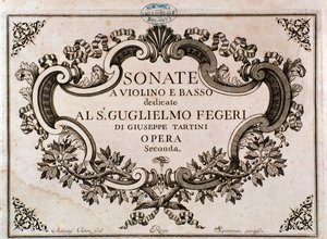 Frontispice av musikmusik för Sonater av Giuseppe Tartini (litho) av Italian School