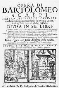 Frontispice till Bartolomeo Scappis kokbok, 1622 av Italian School