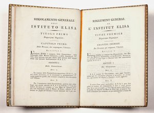 Allmänna föreskrifter för Instituto Elisa i Lucca, givet i Lucca den 14 juli 1811 (tryck) av Italian School