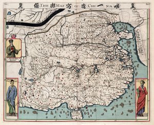 Geografisk karta över Kina från "En diskurs om kungariket Kina, tagen ur Ricius och Trigautius" av Matteo Ricci (1552-1610), av Italian School