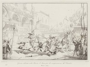 Joust firades på Piazza S Marco för återhämtningen av Candia av Italian School