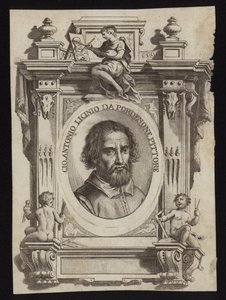 Giovanni Antonio de Sacchis, även känd som Il Pordenone och Giovanni Antonio Licinio. Gravyr av Giorgio Vasari av Italian School