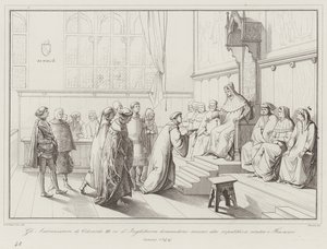 Ambassadörerna för kung Odoardo III av England ber om hjälp från republiken mot fransmännen av Italian School