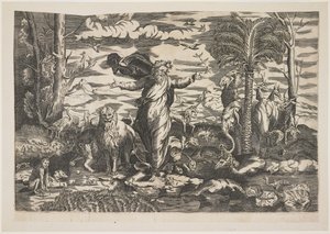 Gud skapar djuren, ca 1550 av Italian School