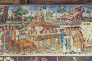 Månadernas hall, norra muren: "Juli" med Jupiters och Cybeles triumf, c.1468-70 (fresk) av Italian School