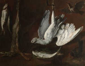 Hare, skedbill och fisk, mitten av 1600-talet av Italian School
