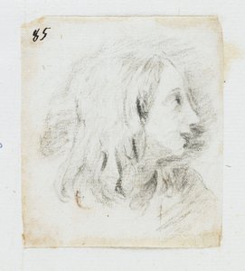 Head of a Boy in Profile (svart krita) av Italian School