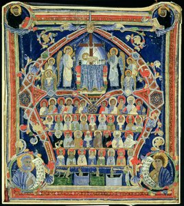 Historikerad initial A föreställande The Last Judgment av Italian School