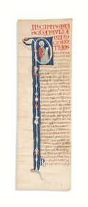 Historikert initial "P" med St. Paul, klippt från en belyst Atlantbibel, Bologna, ca 1270 (bläck på veläng) av Italian School