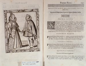Hur man dansar en balett för två Dubbelsida av Le Gratie dAmore (Le Grazie dAmore) av den italienska dansaren Cesare Negri kallad Il Trombone (1536-1604), fördrag om dans av Italian School