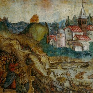 Havet kommer att torka ut, detalj i Johannes uppenbarelse av Italian School