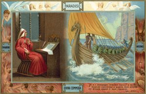 Illustration till Dantes Den gudomliga komedin (färglitografi) av Italian School