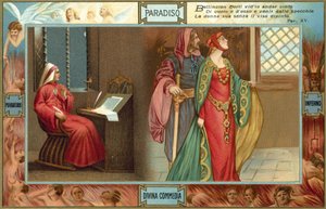 Illustration till Dantes Den gudomliga komedin (färglitografi) av Italian School